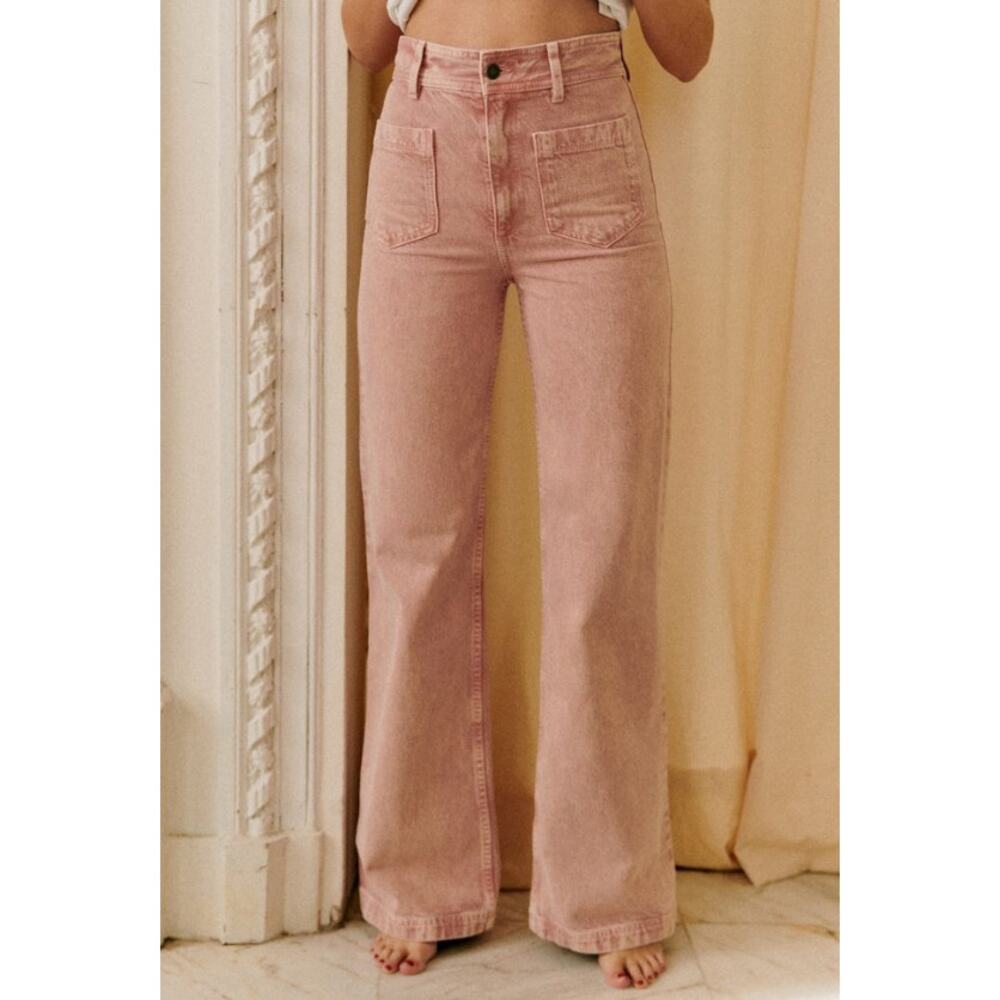 Sezane Pink Flare Jeans - Picture 4 of 9
